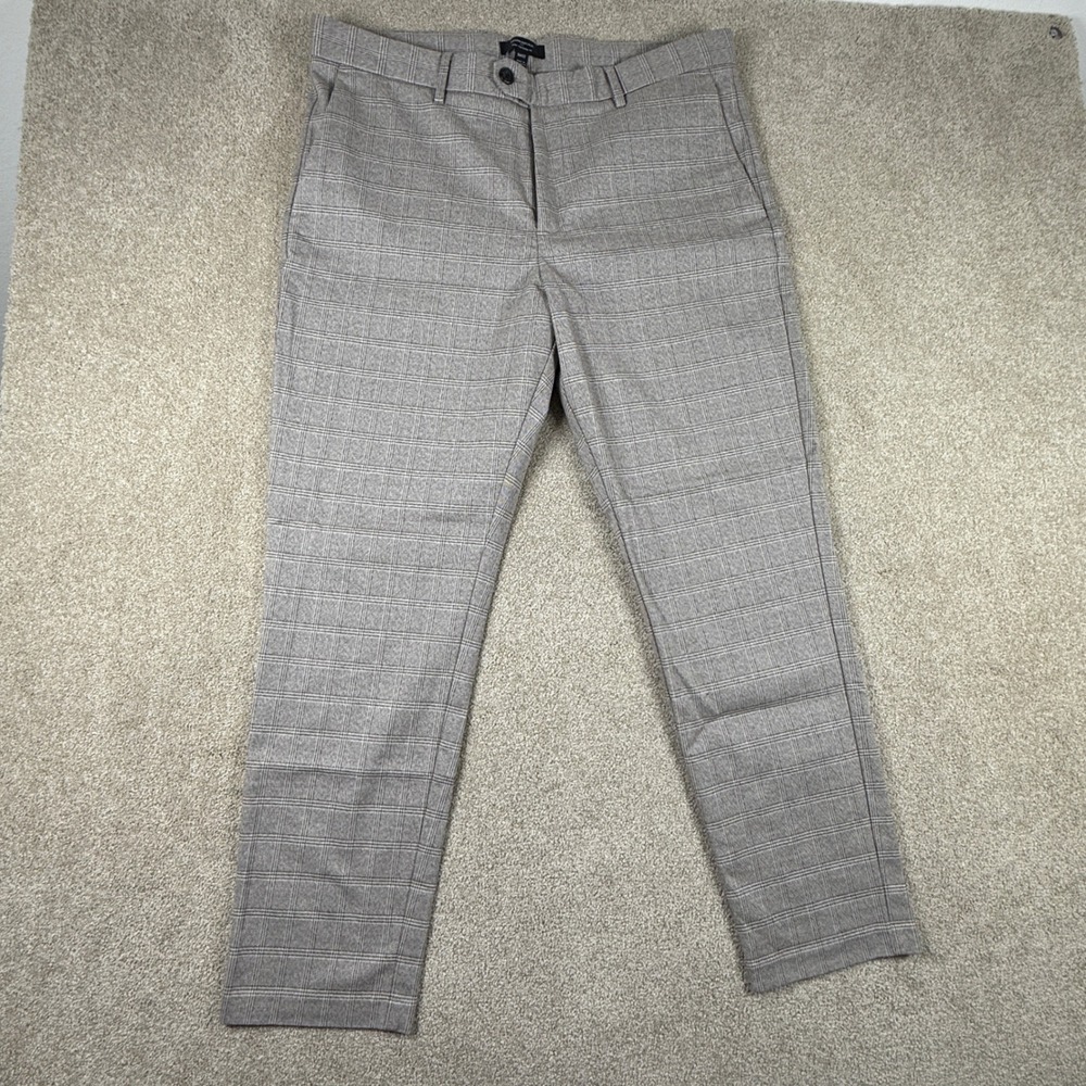 Banana Republic Mens Slim Tapered Plaid Chino Trousers Gray Dress Pants 36x32